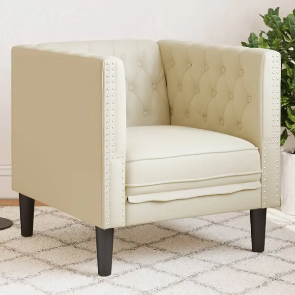 Gossi fotoliu chesterfield, crem, piele ecologica