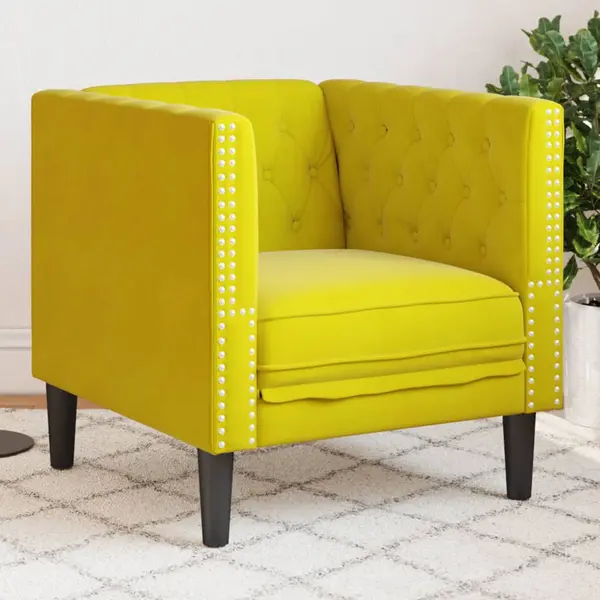 Gossi fotoliu chesterfield, galben, catifea