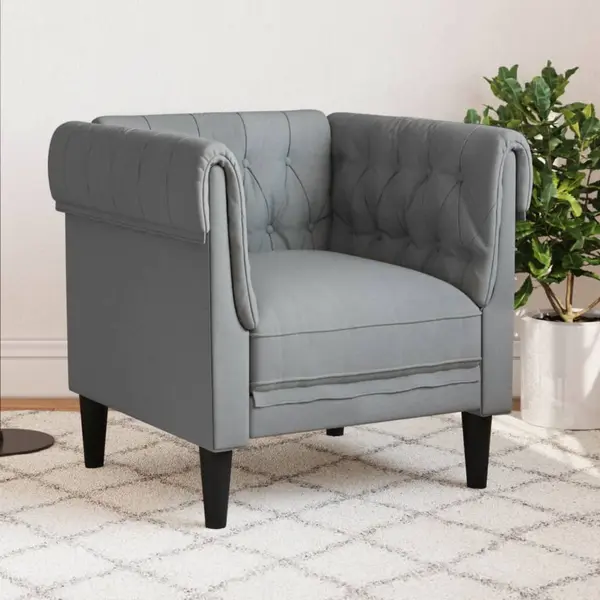 Gossi fotoliu chesterfield gri deschis, material textil
