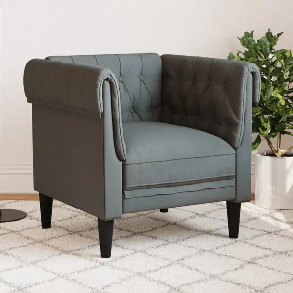 Gossi fotoliu chesterfield gri inchis, material textil