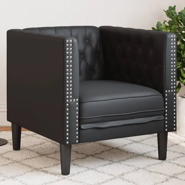 Gossi fotoliu chesterfield, negru, piele ecologica