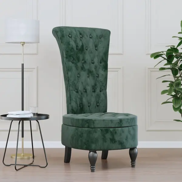 Gossi fotoliu cu spatar inalt verde inchis catifea design cu nasturi