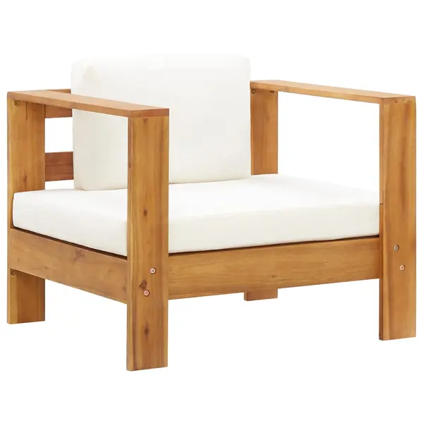 Gossi fotoliu de gradina cu perna, crem, lemn masiv de acacia