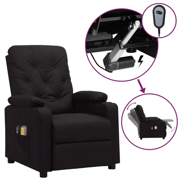 Gossi fotoliu de masaj electric, negru, piele ecologica