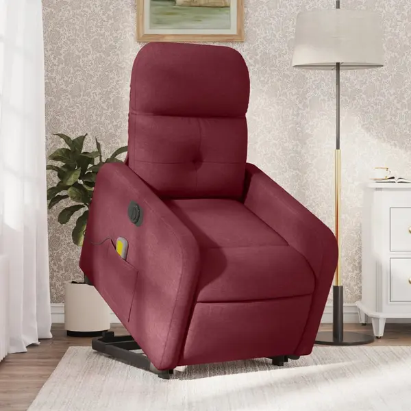 Gossi fotoliu de masaj electric rabatabil cu ridicare rosu vin textil