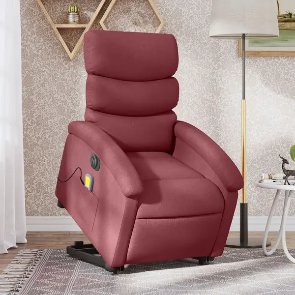 Gossi fotoliu de masaj electric rabatabil cu ridicare rosu vin textil