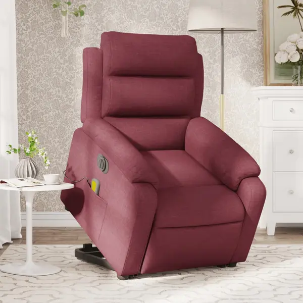 Gossi fotoliu de masaj electric rabatabil cu ridicare rosu vin textil