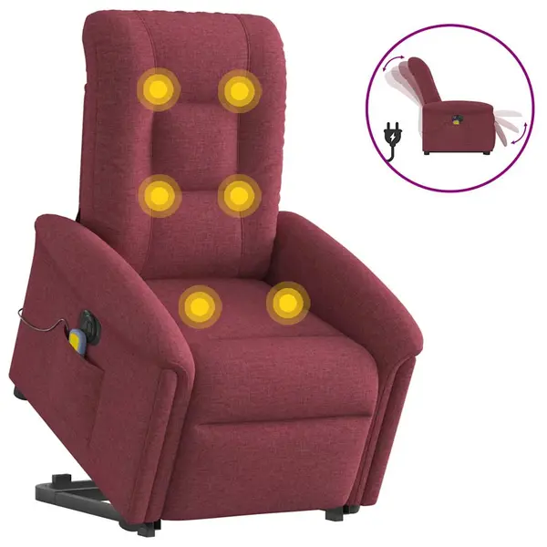 Gossi fotoliu de masaj electric rabatabil cu ridicare rosu vin textil