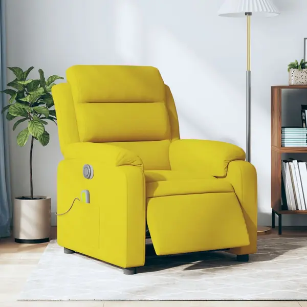 Gossi fotoliu de masaj electric rabatabil, galben, catifea