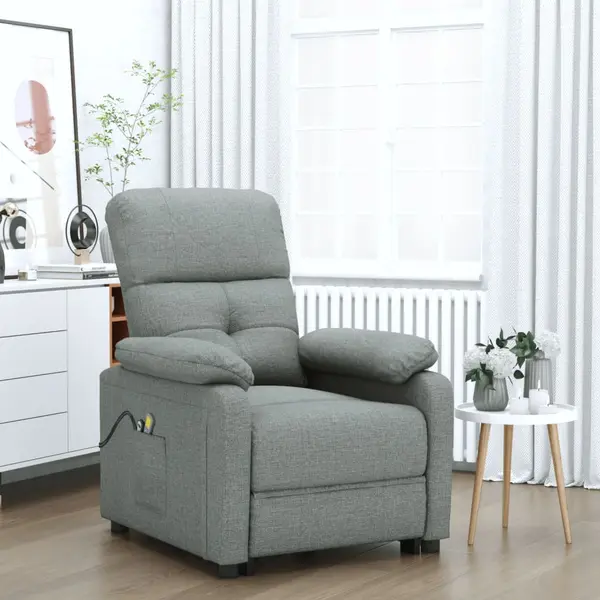Gossi fotoliu de masaj electric rabatabil, gri inchis, textil