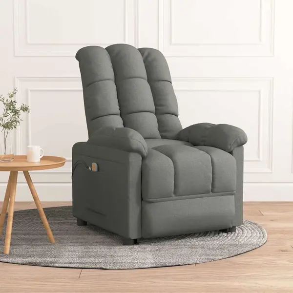 Gossi fotoliu de masaj electric rabatabil, gri inchis, textil