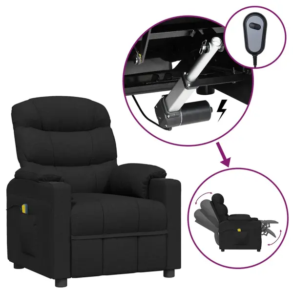 Gossi fotoliu de masaj electric rabatabil, negru, textil