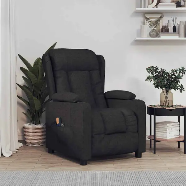 Gossi fotoliu de masaj electric rabatabil, negru, textil