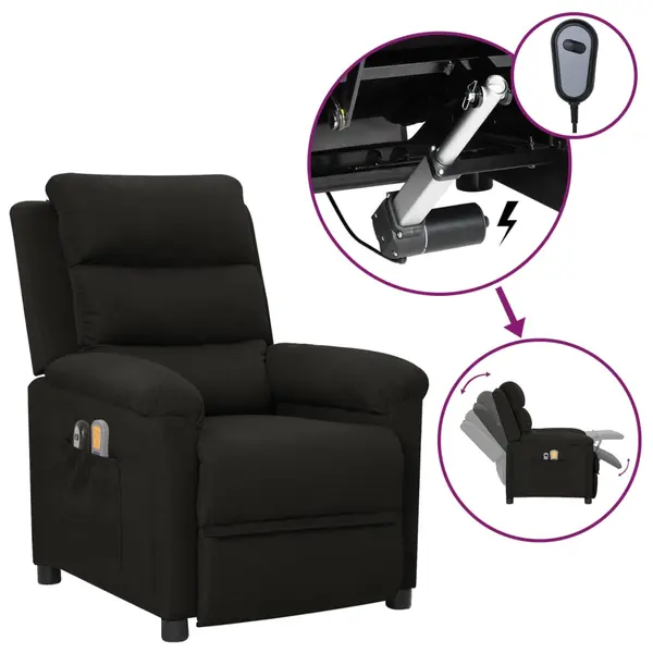 Gossi fotoliu de masaj electric rabatabil, negru, textil
