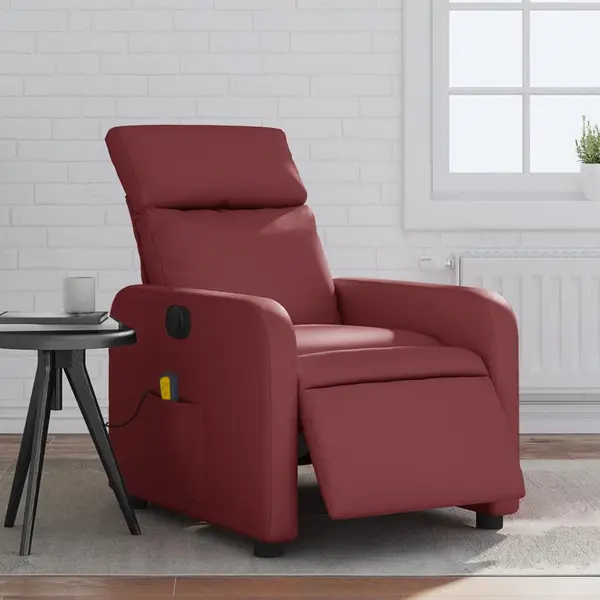 Gossi fotoliu de masaj electric rabatabil, rosu vin, piele ecologica