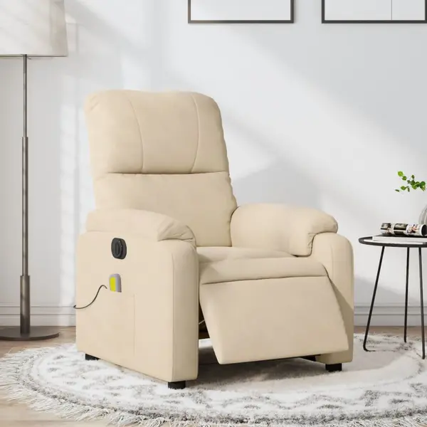 Gossi fotoliu de masaj rabatabil electric, crem, microfibra