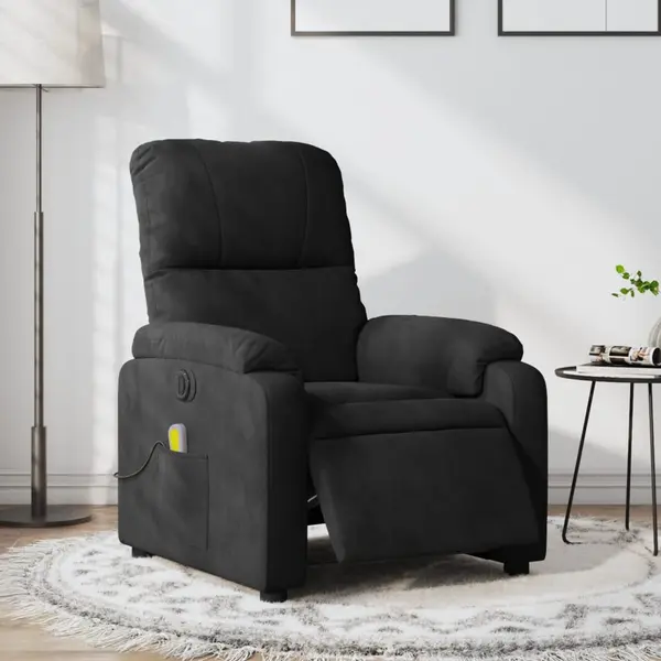 Gossi fotoliu de masaj rabatabil electric, negru, microfibra