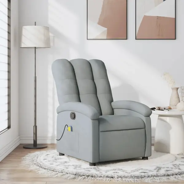 Gossi fotoliu de masaj rabatabil, gri deschis, textil