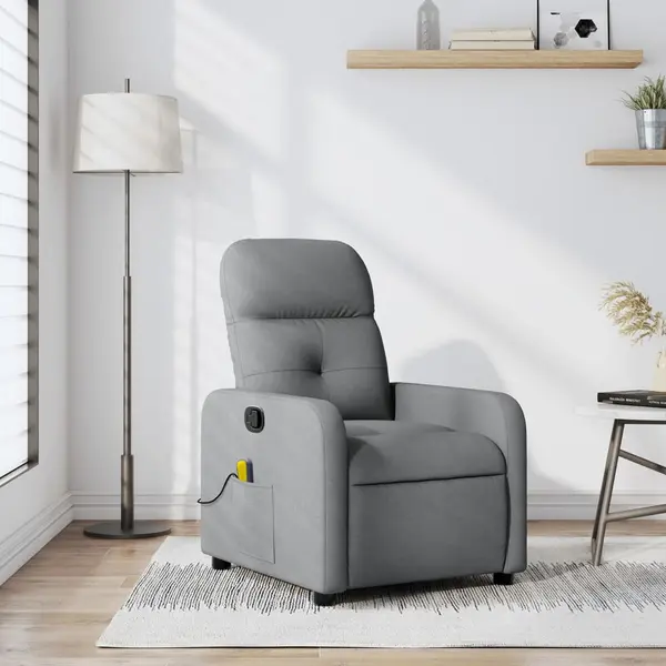 Gossi fotoliu de masaj rabatabil, gri deschis, textil