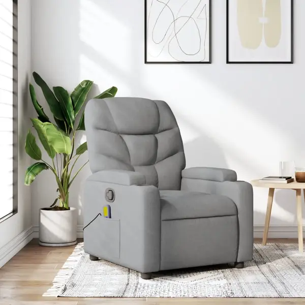 Gossi fotoliu de masaj rabatabil, gri deschis, textil