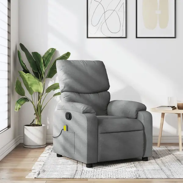Gossi fotoliu de masaj rabatabil, gri deschis, textil