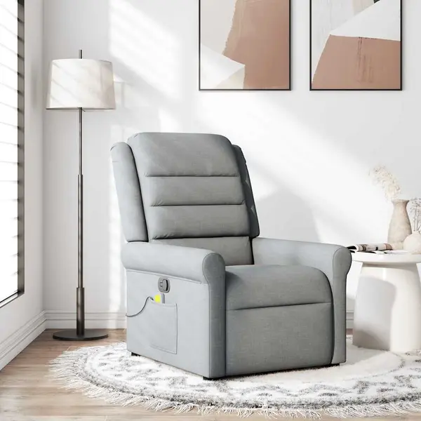 Gossi fotoliu de masaj rabatabil, gri deschis, textil