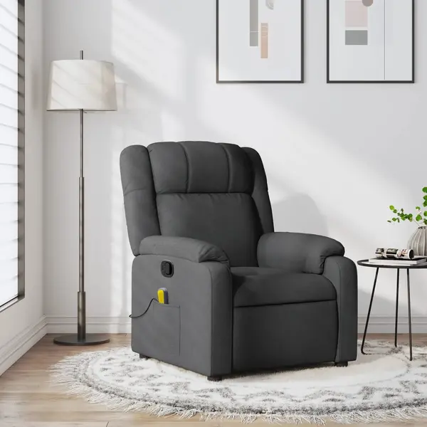 Gossi fotoliu de masaj rabatabil, gri inchis, material textil