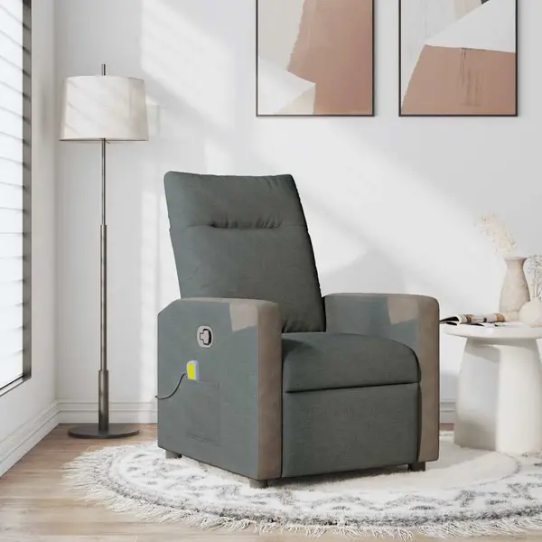 Gossi fotoliu de masaj rabatabil, gri inchis, material textil