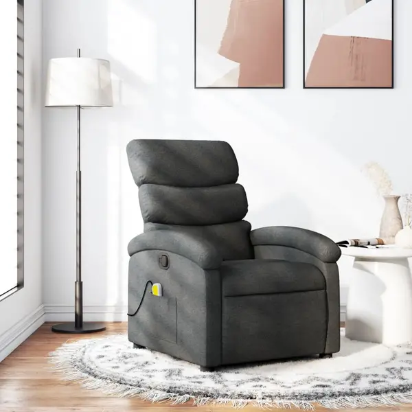 Gossi fotoliu de masaj rabatabil, gri inchis, material textil