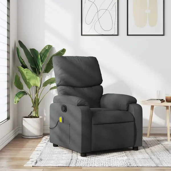 Gossi fotoliu de masaj rabatabil, gri inchis, material textil