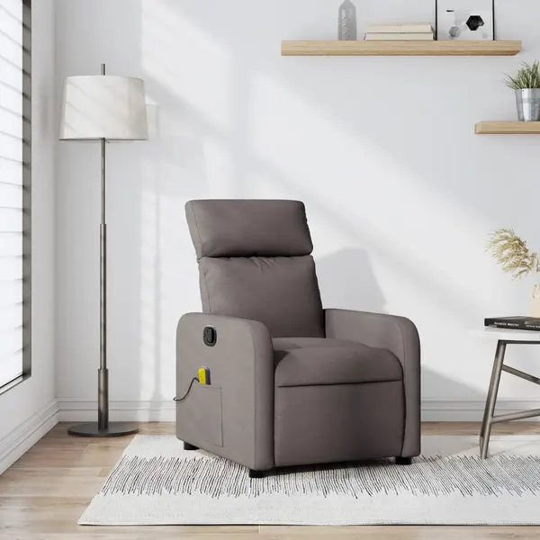Gossi fotoliu de masaj rabatabil, gri taupe, material textil
