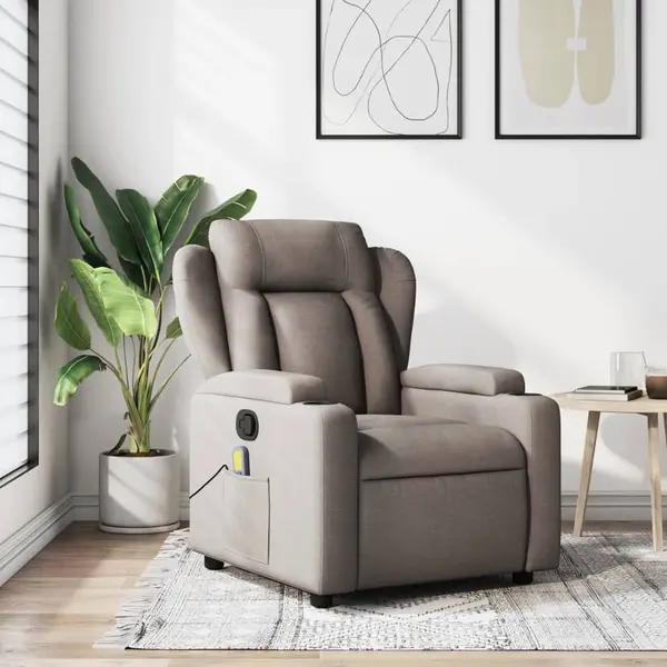 Gossi fotoliu de masaj rabatabil, gri taupe, material textil
