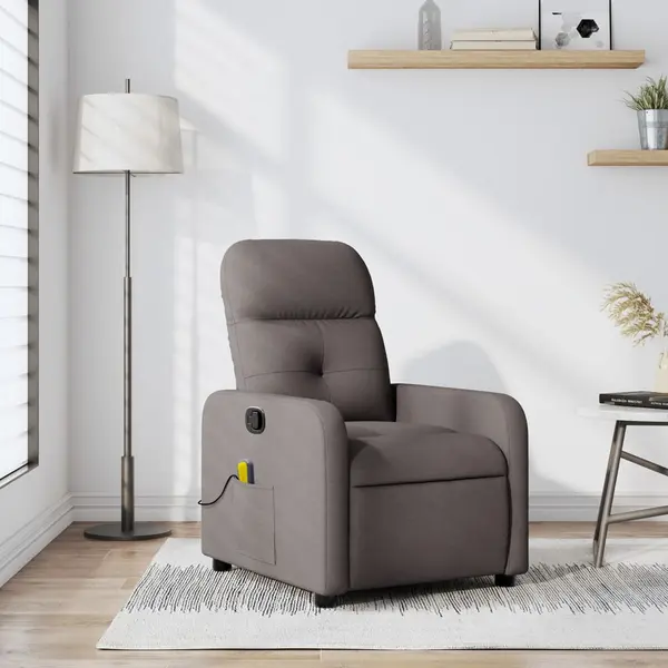 Gossi fotoliu de masaj rabatabil, gri taupe, material textil