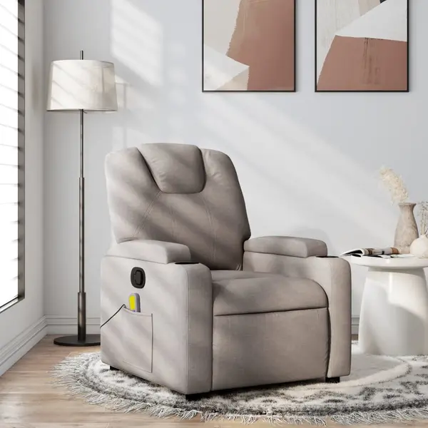 Gossi fotoliu de masaj rabatabil, gri taupe, material textil