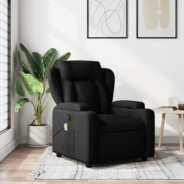 Gossi fotoliu de masaj rabatabil, negru, material textil