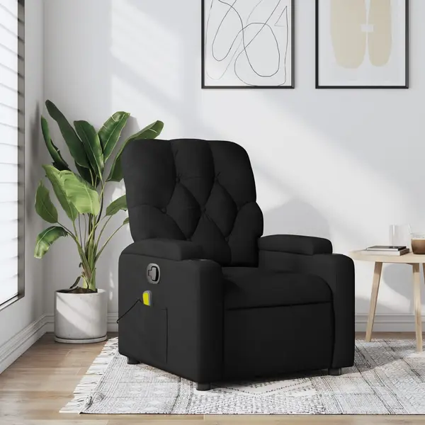 Gossi fotoliu de masaj rabatabil, negru, material textil