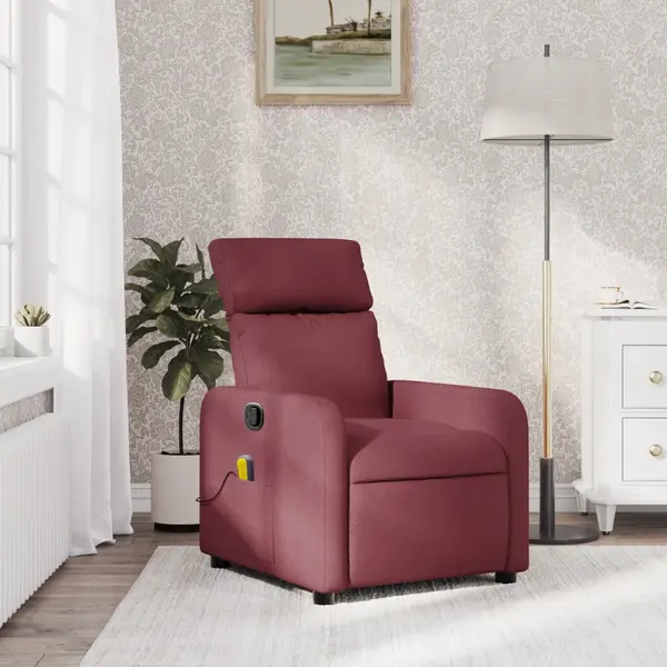 Gossi fotoliu de masaj rabatabil, rosu vin, material textil