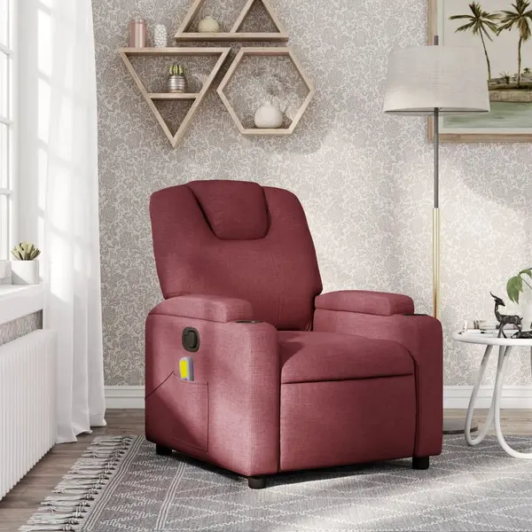 Gossi fotoliu de masaj rabatabil, rosu vin, material textil