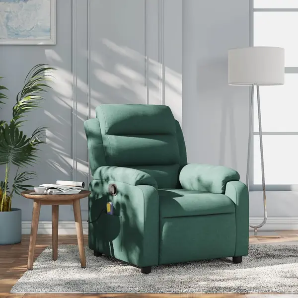 Gossi fotoliu de masaj rabatabil, verde inchis, material textil