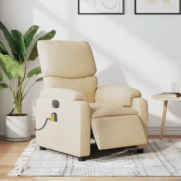 Gossi fotoliu electric de masaj rabatabil, crem, textil