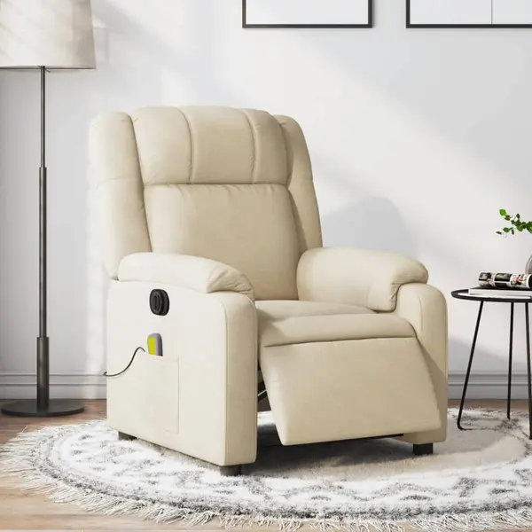 Gossi fotoliu electric de masaj rabatabil, crem, textil
