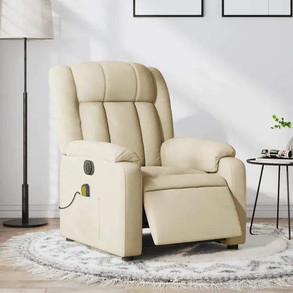 Gossi fotoliu electric de masaj rabatabil, crem, textil