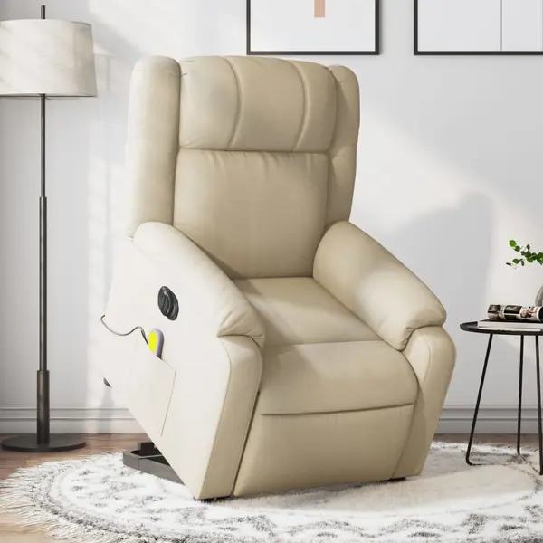 Gossi fotoliu electric de masaj rabatabil cu ridicare, crem, textil