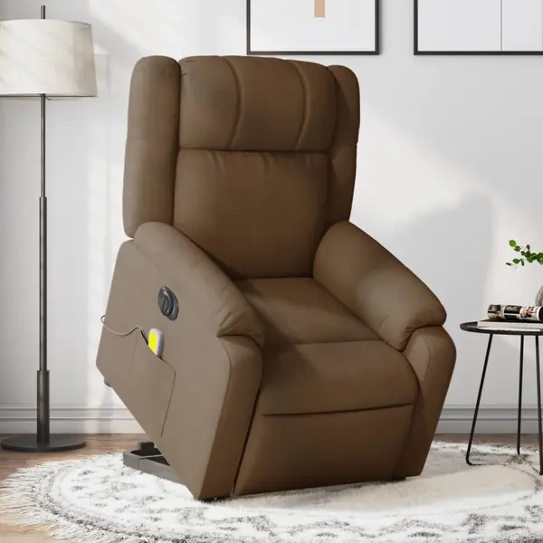 Gossi fotoliu electric de masaj rabatabil cu ridicare, maro, textil