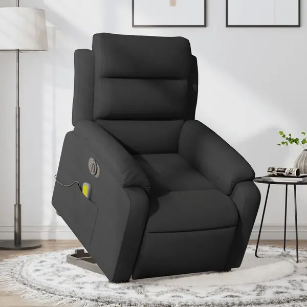 Gossi fotoliu electric de masaj rabatabil cu ridicare, negru, textil