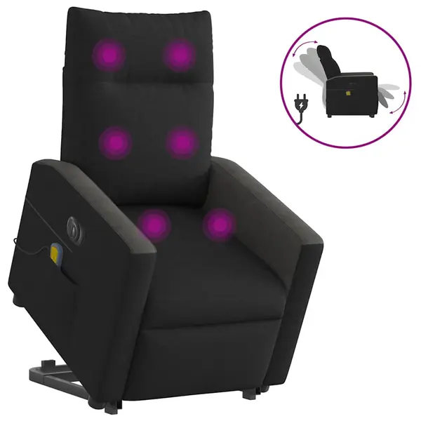 Gossi fotoliu electric de masaj rabatabil cu ridicare, negru, textil