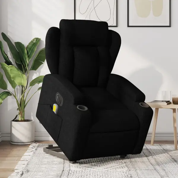 Gossi fotoliu electric de masaj rabatabil cu ridicare, negru, textil