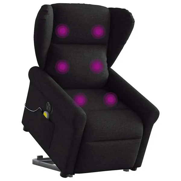 Gossi fotoliu electric de masaj rabatabil cu ridicare, negru, textil