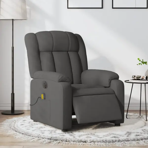 Gossi fotoliu electric de masaj rabatabil, gri inchis, textil
