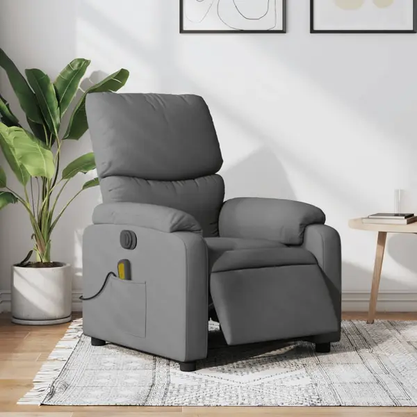 Gossi fotoliu electric de masaj rabatabil, gri inchis, textil
